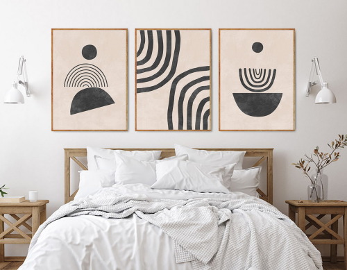 Japandi wall art set of 3 prints, Mid century modern wall art, Earth tone wall art on Etsy - https:/