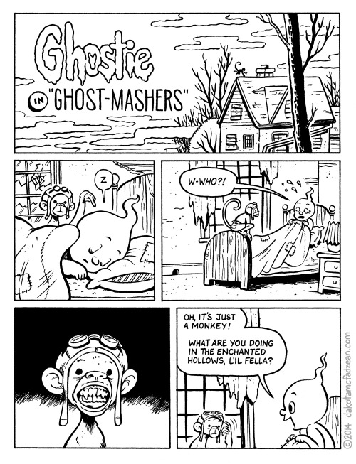 dakotamcfadzean:Ghostie in “Ghost-Mashers”I made this short bootleg comic for the Red House antholog