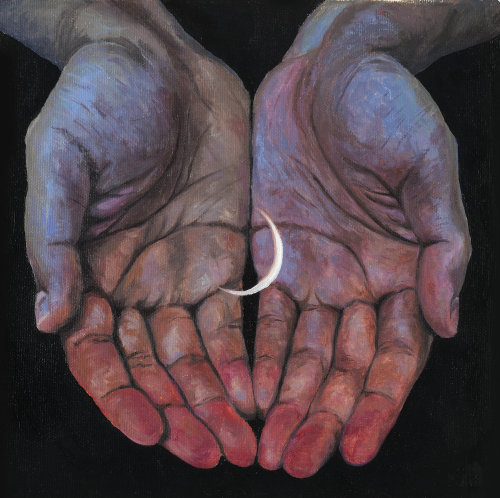 tiffanykangasart:Giving and Receiving, oil on canvas, 8x8 inches, 2019