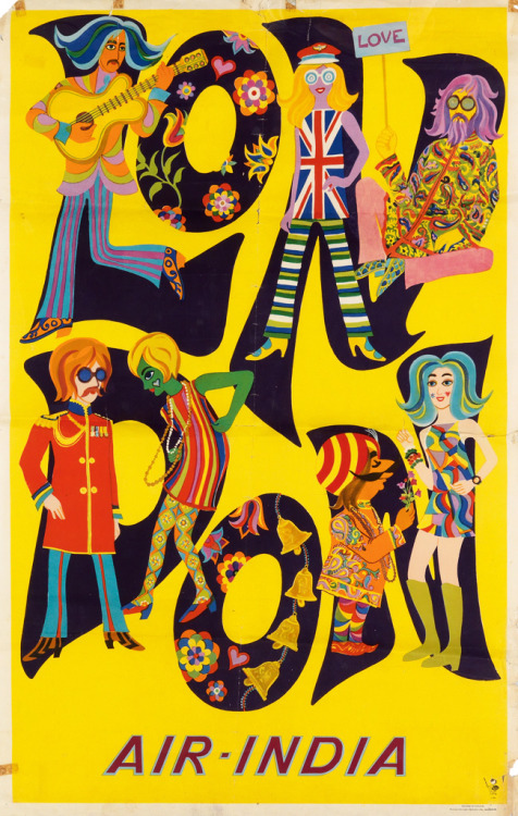 Poster Air India / London, 1968. Unknown artist. Swann Galleries