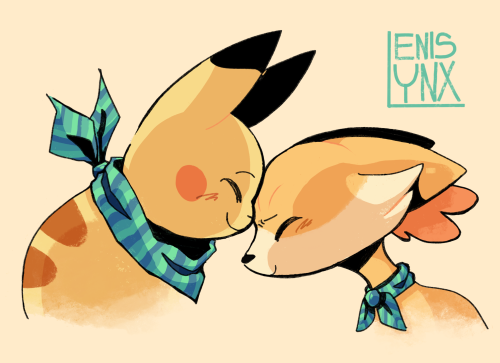 lenislynx:Head Bump.A gift for @apollor! I’ve been meaning to draw Cin for a while now. Your t