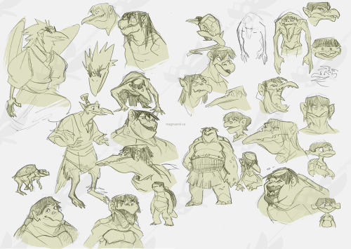 Kappa sketchbook pages, and a couple tengu who snuck in there too