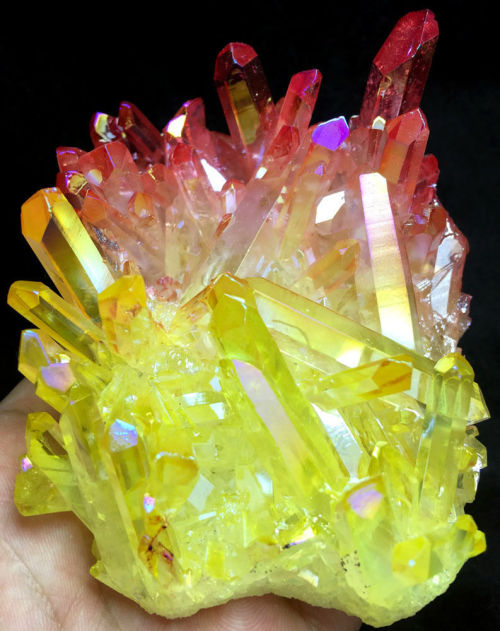 Yellow and Red Aura Quartz