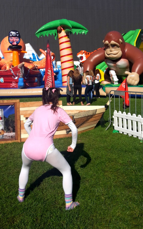 Gorilla VS babygirlYeah I climbed a bouncy gorilla! I won :-)See 13 pics of me at the Bouncy Castle festival on my cute blog:https://abdlgirl.com/2016/08/09/diapered-at-the-bouncy-castle-festival/Xx Emma