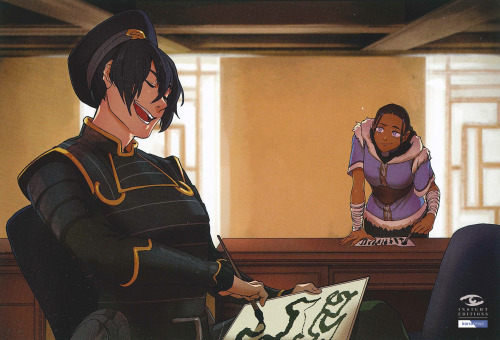 wontonnerd:korranews:A letter passes hands… Toph, Katara, and Sokka in Avatar The Last Airbender: Le