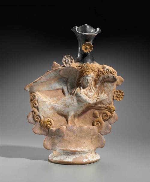 animus-inviolabilis:Oinochoe with figure of a Siren Playing a SambucaGreek Late Classical Period, At