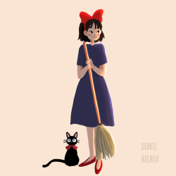 debbie-sketch:  Girls with black cats ♡ Can