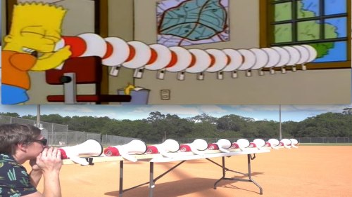 The Backyard Scientist Yells Through 10 Lined Up Megaphones to Recreate Bart Simpson’s Prank