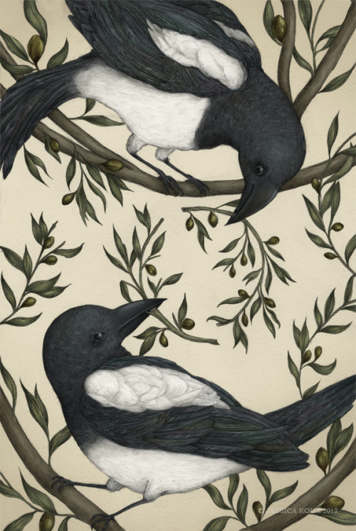 This is my mailer, entitled Good Omens. It’s two magpies, which are seen as good luck and repr