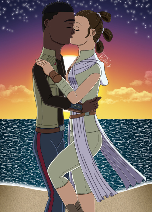 erinprimette:Here, have a sweet Finnrey moment on the beach. DeviantArt Twitter @captainamericagf 