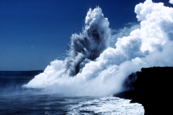 20aliens:   Littoral explosion east of Kupapau Point, Kilauea ERZ eruption, 2/10/88 (Photos by Takahashi). 