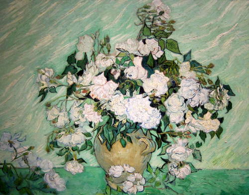 dailyart-i-facts:  20 Paintings in No Particular Order(2/20)  Roses, Vincent van Gogh “It is clear…that [van Gogh] saw all blossoming plants as celebrations of birth and renewal—as full of life. That sense is underscored here by the fresh spring