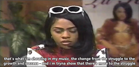fuckyeslilkim:  Lil’ Kim responds to the controversy surrounding her explicit lyrics and how they may influence the younger audience listening to her music, 1996.
