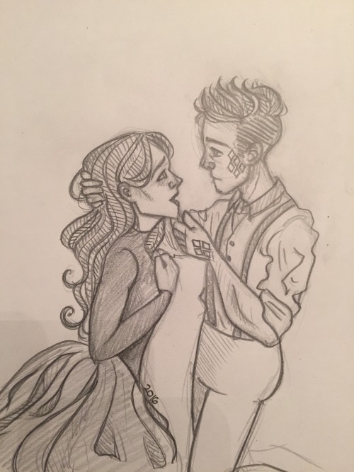 First Drawing Of 2016! Elphaba And Fiyero, My Babies. Will Color As Soon As I’m Near A Scanner.
