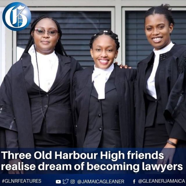 Old Harbour High School alumnae and friends Kimberlee Edwards, Shantel Phoenix, and Tashana Wilson all completed secondary education in 2014, with one goal in mind: to become attorneys-at-law. Their personal journeys led them on different paths, but with perseverance, they were reunited in 2019, this time, on the final leg to being called to the Jamaican Bar.  For full story: Click on the link in @jamaicagleaner Stories, on the Features highlight or visit epaper.jamaica-gleaner.com. (📷: Contributed) #GLNRFeatures #lawyers #attorney #oldharbour  (at ScholarshipJamaica.com) https://www.instagram.com/p/CY4QWigOi26/?utm_medium=tumblr #glnrfeatures#lawyers#attorney#oldharbour