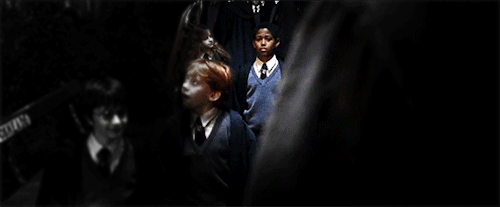 nearlyheadlessfinnick:  Dean Thomas seeing Hagrid for the first time. 