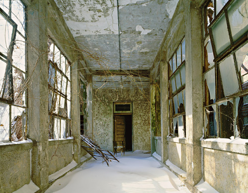 blue-voids:   Stephen Wilkes - Ellis Island Administrative Quarters Measles Ward, Huddled Chairs Morgue, Prep Room Isolation Ward Snow-covered Corridor Psychiatric Hospital, Green Room Tuberculosis Ward  