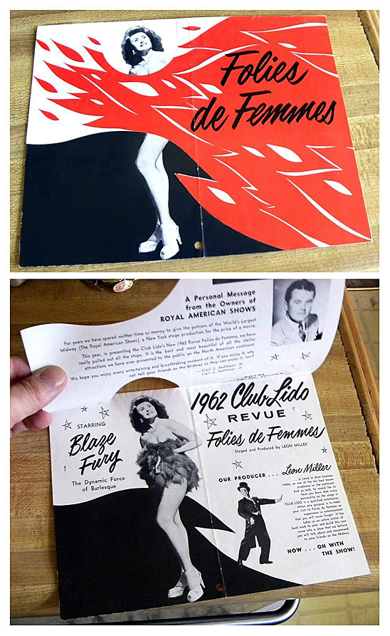 Blaze Fury    (aka. Lucia Parks) Vintage die-cut promo program for the 1962 edition