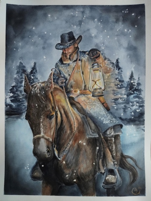 kulibrnda:Journey to homeArthur Morgan, Red Dead Redemption 2. Watercolor White Nights and Kure
