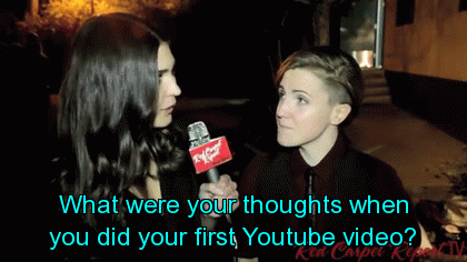 trinitymemes:Hannah Hart interviewed by host Cathy Kelley at the Camp Takota party