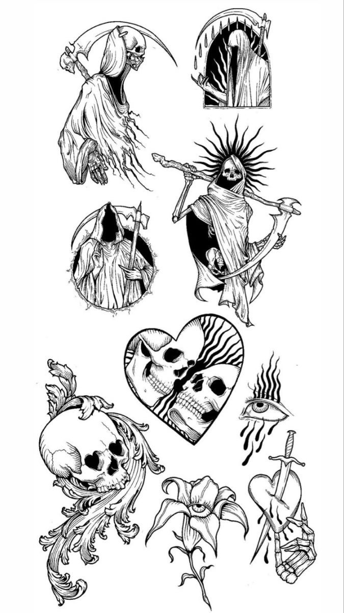 bundle of hand drawn tattoo illustration collection set of gothic or  mystic theme illustrated as clipart isolated on white background vector  element design 4586816 Vector Art at Vecteezy