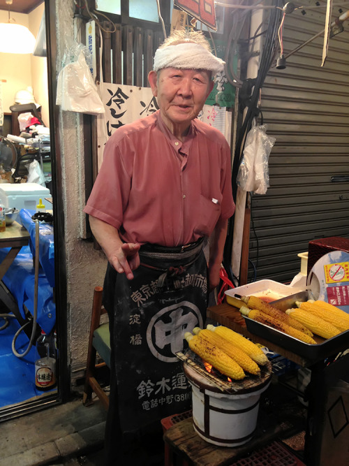 Friendly guy selling tasty corn on the street at tonight’s Koenji Awaodori in Tokyo!