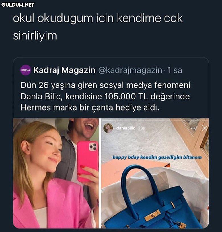 okul okudugum icin kendime...