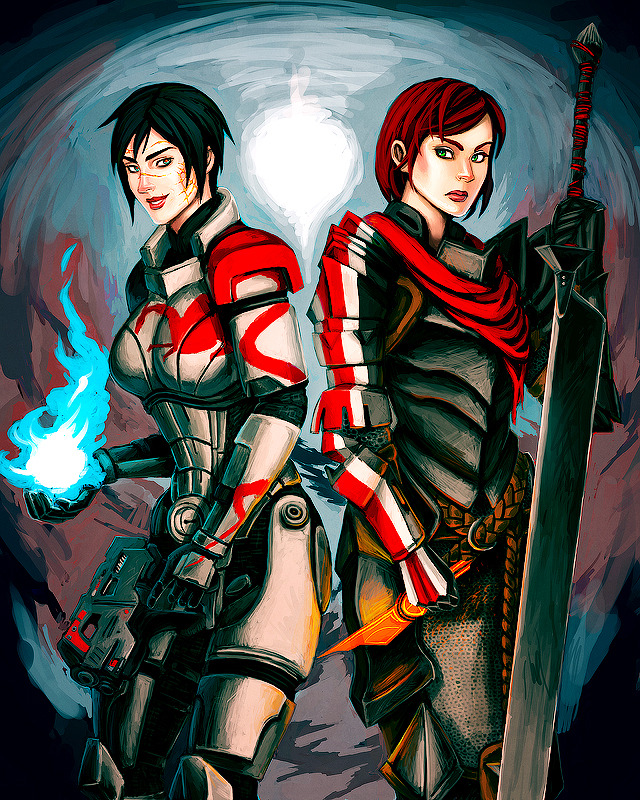 itsprecioustime:  If Shepard and sassy!Hawke switched places. Running circles around