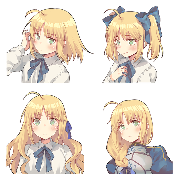 shinichameleon:  Saber’s different hair style by Geronimp00.  ※Permission to