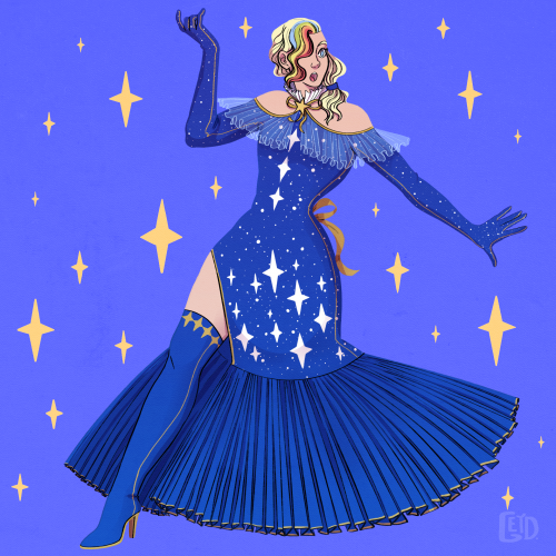 Arcus doing drag, from the webtoon “Acception” by @colourbeeIt was for the outfit contest, but I was