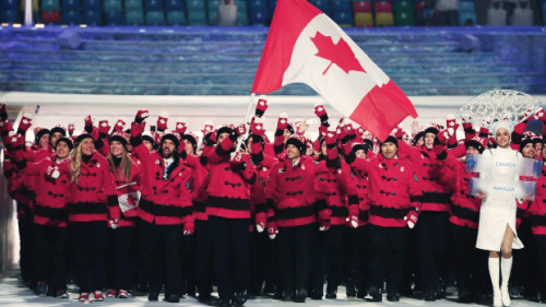 fuckyeahtoronto: artschoolglasses: Team Canada, arriving at the Opening Ceremonies of the Olympics.