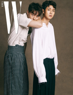 fyeahkoreanphotoshoots:Jang Ki Yong &amp; Choi Woo Shik - W Magazine March Issue ‘17