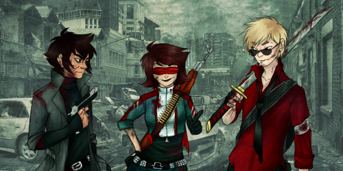 wolfpainters:Finally.As requested for the wardrobe meme Apocalypting clothing Dave/Terezi/Karkat. Fi