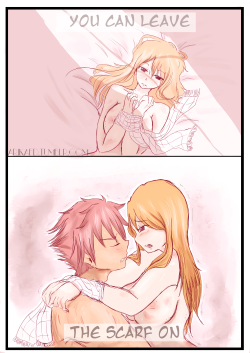 arikafd:  NaLu Love Fest -  C l o t h e s “ How does it feel? ““ W-What? … ““ Me touching you, not being able to touch me back, the feeling of that scarf around your wrists? “ Ahhh super late again ;u;  I was reading some fics to get