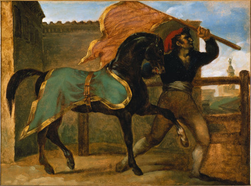 Horse RaceThéodore Géricault (French; 1791–1824)ca. 1817Oil on paper attached to canvasMuseo Thyssen