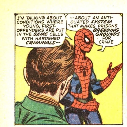 thefingerfuckingfemalefury:funnypages:Topical in 1971, topical nowAmazing Spider-Man #99<3 Now th