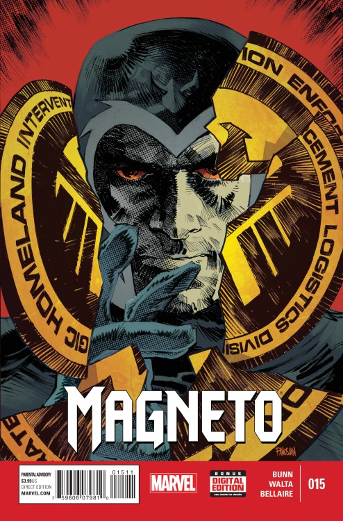 Magneto #15! Out today, Wednesday the 18th. Cullen Bunn, Gabriel Walta, Dan Panosian (covers), Cory 