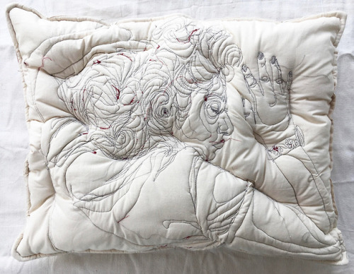 escapekit:SleepIran-based artist Maryam Ashkanian embroiders portraits of peaceful sleepers deeply r