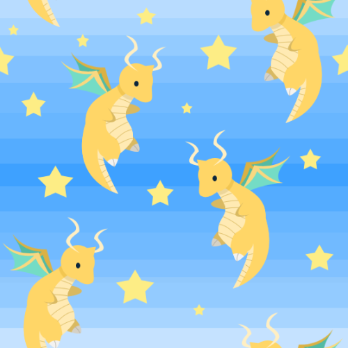 pokemonpalooza: Dragonite stripes and stars, and a plain white for anyone who just wants the dragon!