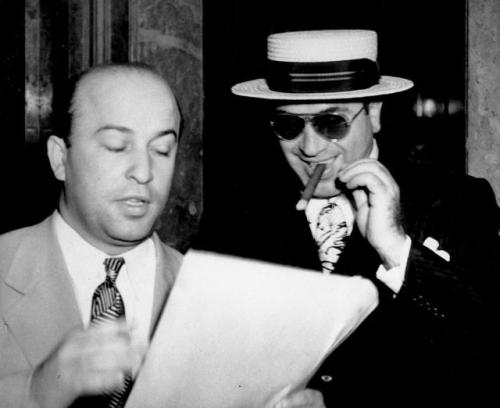 orwell-and-his-unicorn-horn:organizedcrime:Al Capone seen here with his lawyer, Abe Teitelbaum, 1931