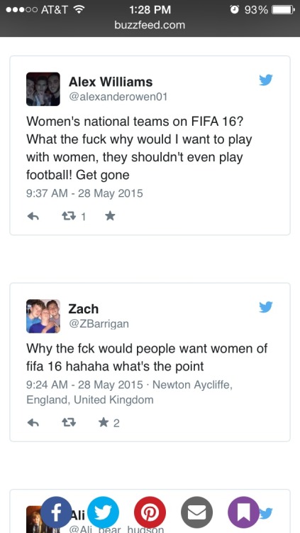 saccharinescorpion:  EA Sports announced that their new FIFA game will give players the option to include women players and as we all know optional choices are the literal worst thing feminniminists can inflict on poor innocent gamers