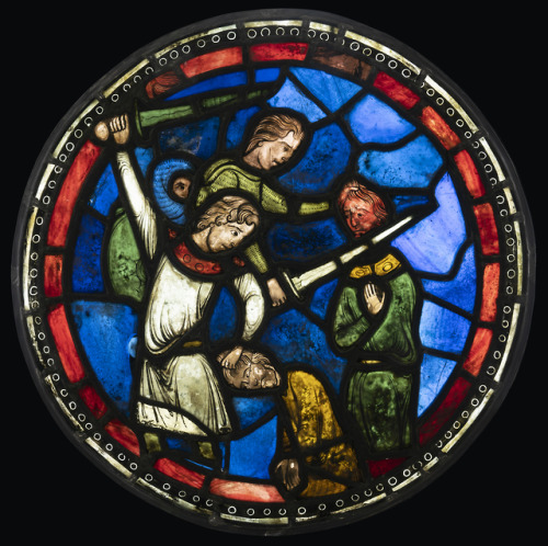 This medieval stained-glass panel in Glencairn’s collection, from the Île-de-France or B