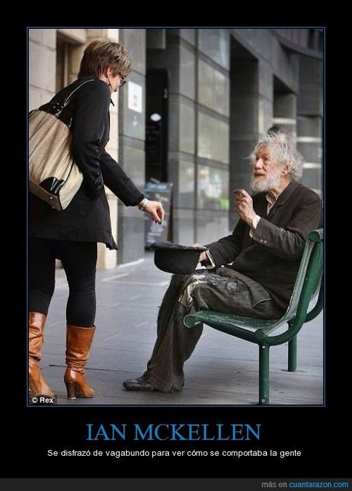 memator:IAN MCKELLEN - Se disfrazó de vagabundo para ver cómo se… http://ift.tt/1c4343T