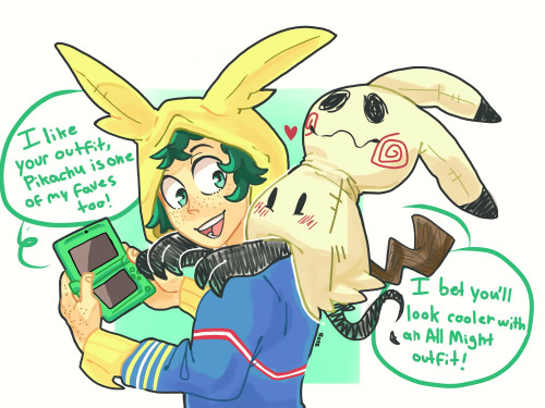 ask-izuku-midoriya:  M: W-well, the pokemon Mimikkyu has caught my eye, its r-really adorable!   its a-also a cosplayer fan…like me… Bonus: 