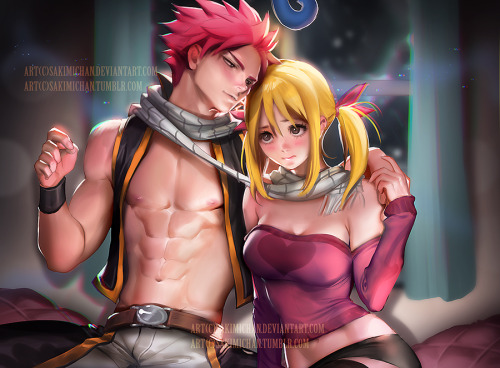 Natsu and lucy .happy holiday . by sakimichan 