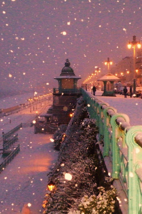 laterooms: Brighton, England, looking unusually snowy for the seaside. (Image from Ann Power on Tumb