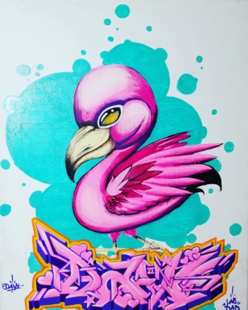 Made a Canvas for my oldest daughter She loves flamingos #nativetouch #art #graffiti #flamingo #graf