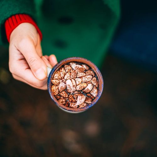 Delicious cold mornings warmed up with a steamy cup of hot cocoa (at St. George, Utah) www.i