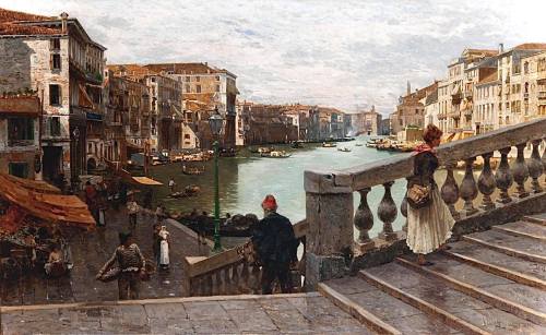 Guglielmo Ciardi, Venice 1842~1917~ Il Canal Grande dal Ponte di Rialto~ 1891Oil on canvas, private 