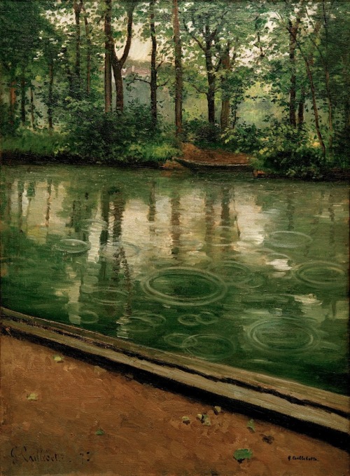 versailleslife:  L’Yerres, pluie (1875) by Gustave Caillebotte (1848–1894). Indiana University Art M